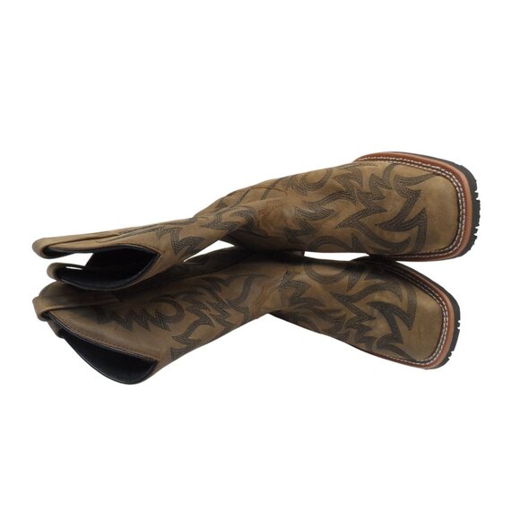 Laredo Men's 10" Cowboy Square Toe Leather Western Boots Tan/Brown Size 9D - Picture 4 of 8